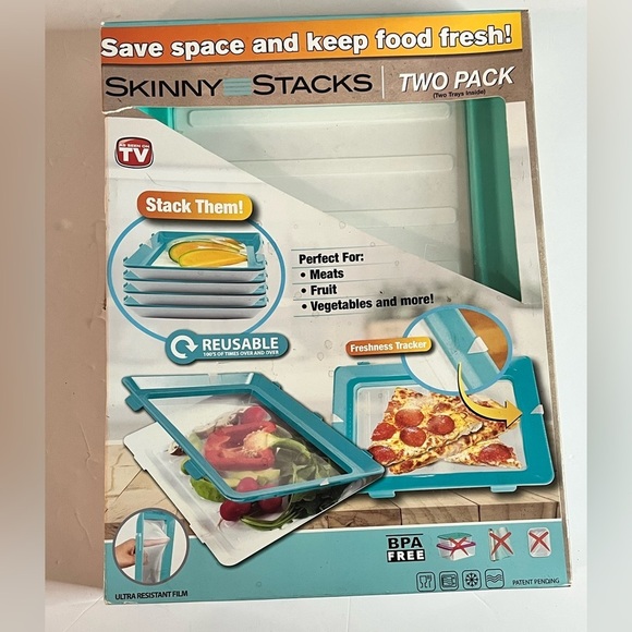 Skinny Stacks Food Storage Trays, Set of 2 - BPA-Free, Space-Saving Design - Picture 2 of 16